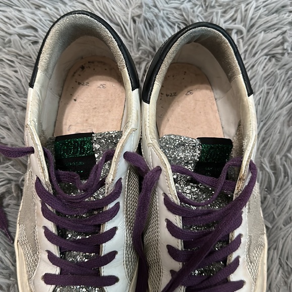 Golden Goose Silver Purple SuperStar Leather Glitter Sneaker 37 Limited Edition - Picture 2 of 5